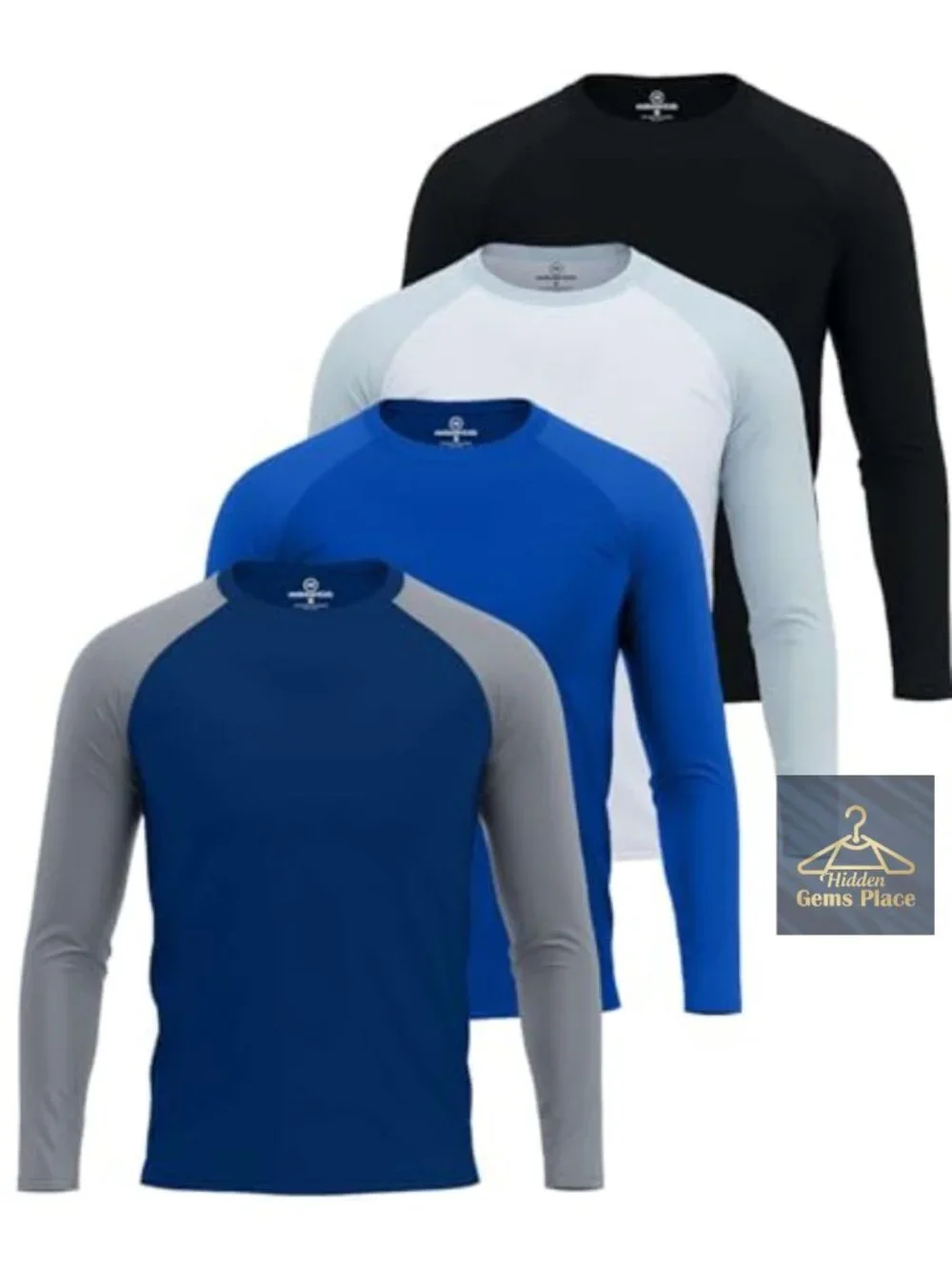 4 Pack Men's Long Sleeve UPF 50 Rash Guard Swim Shirts Quick Dry Stretch